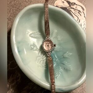 🩷Beautiful 14k Andre Bousche winding Watch!w/real diamonds🎀WorksGreat!Rare🩷🎀